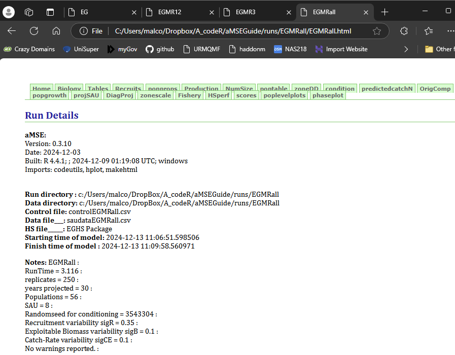 An image of the 4 scenarios browser page when runs are finished.  